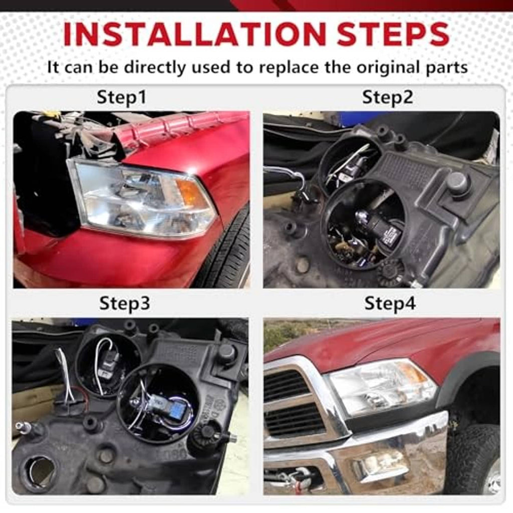 Headlight wiring harness with connectors shown during installation near the headlight