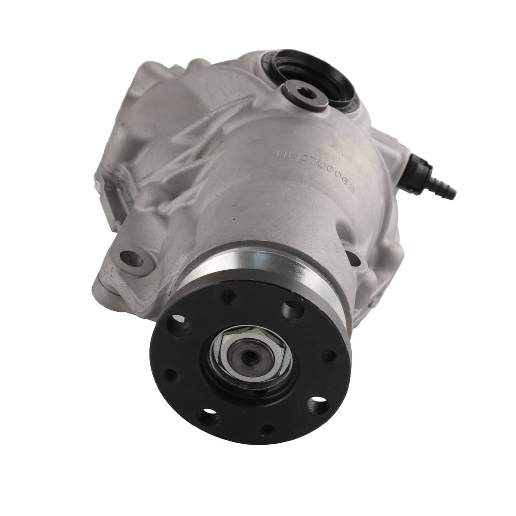 Front axle differential carrier with front flange and axle seal assembly