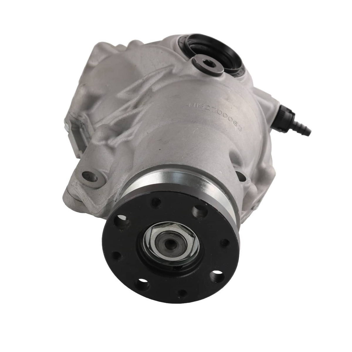 Front axle differential carrier with front flange and axle seal assembly