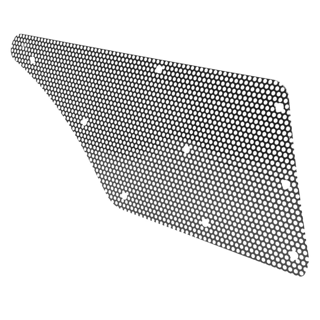 Steel hood side screen mesh panel with perforations and pointed corner
