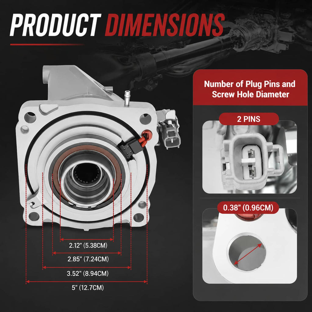 Rear differential viscous coupler showing connector pins and round seal face