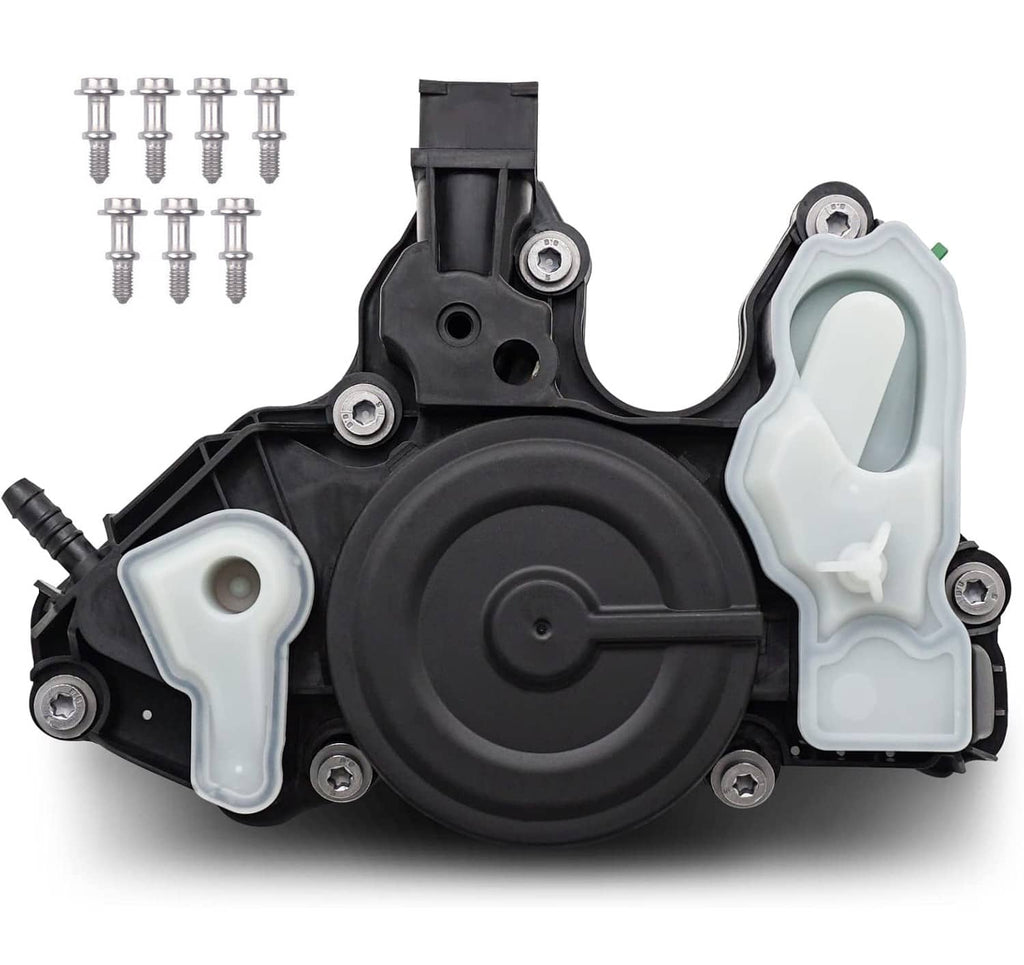 PCV oil separator valve assembly with black housing and light translucent intake covers