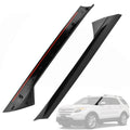 Windshield outer trim pillar molding set, black plastic RH and LH pieces