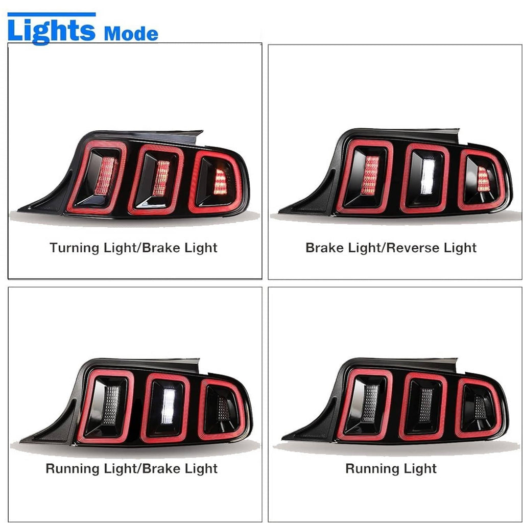 LED tail lights with selectable turning, brake, reverse, and running light modes