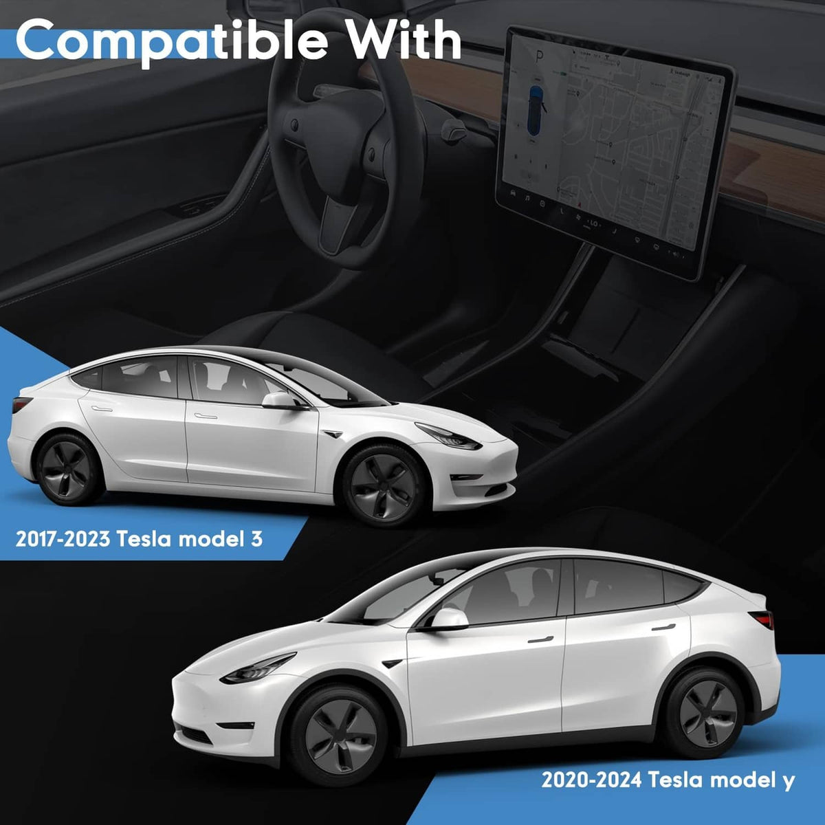 Front license plate mount installed on a Tesla Model 3 and Model Y