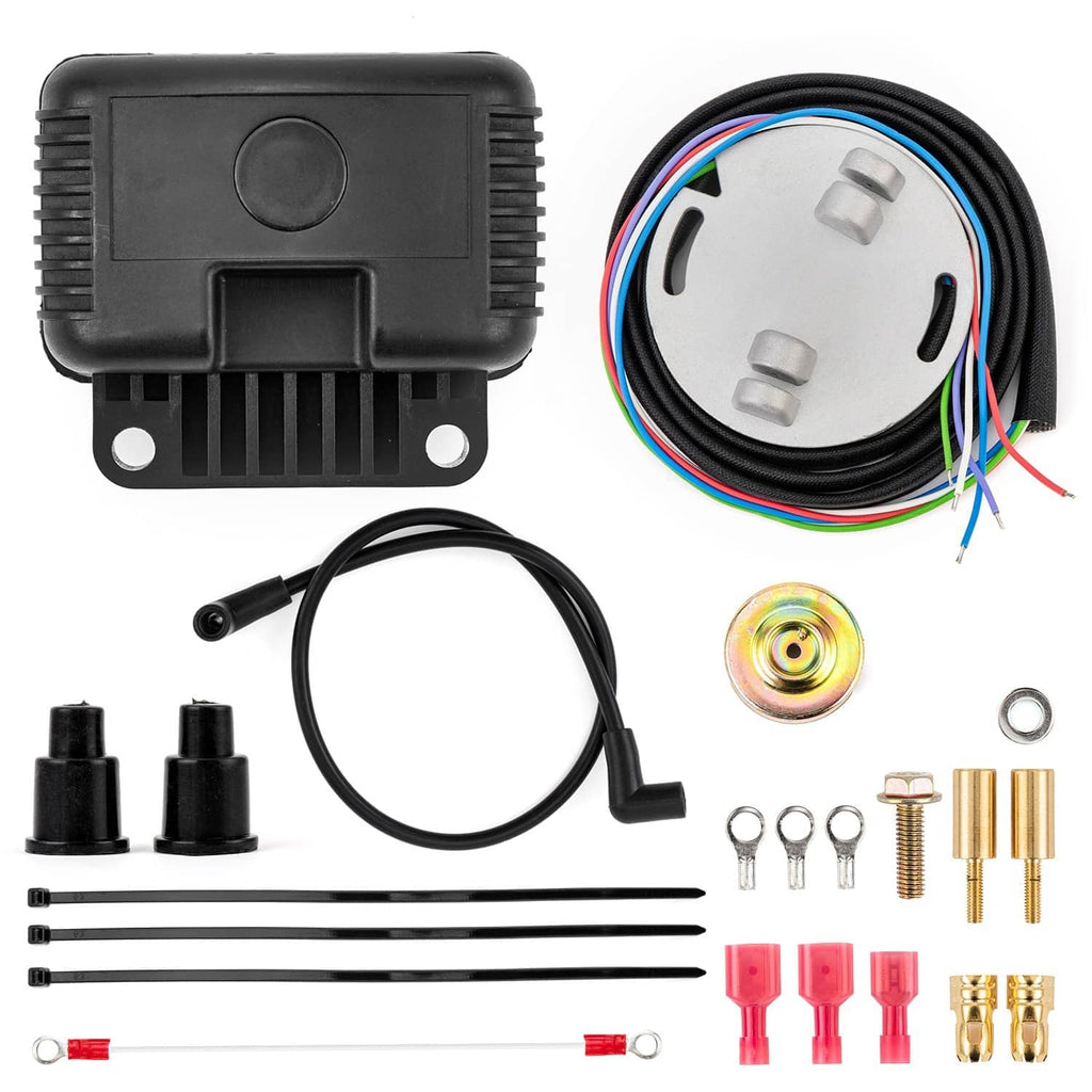 Single fire programmable ignition module kit with wiring, connectors, and mounting hardware