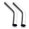 Pair of 2.25 in 45-degree stainless steel exhaust tubes with dark end openings