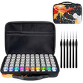 Paint storage case with 60 slots, open black foam insert and matching paint brushes