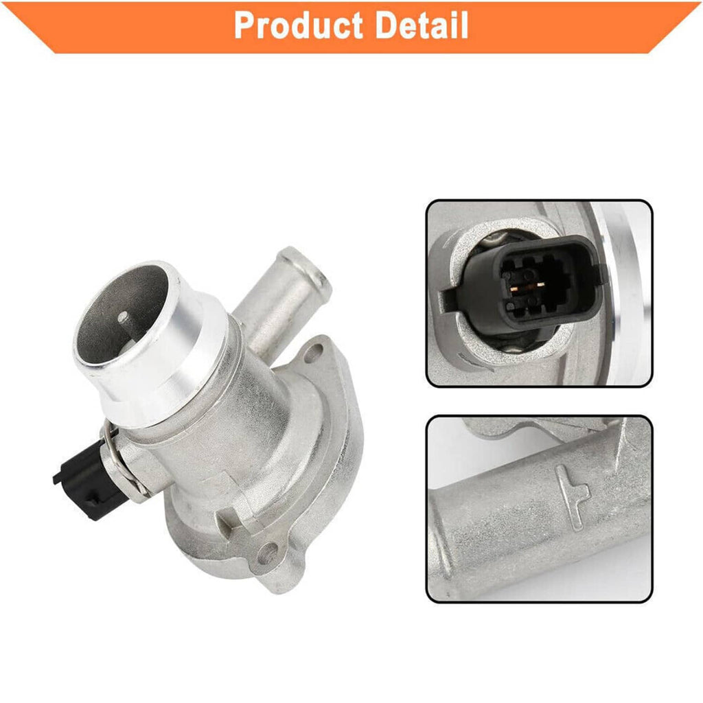 Thermostat housing assembly with outlet flange and electrical connector details