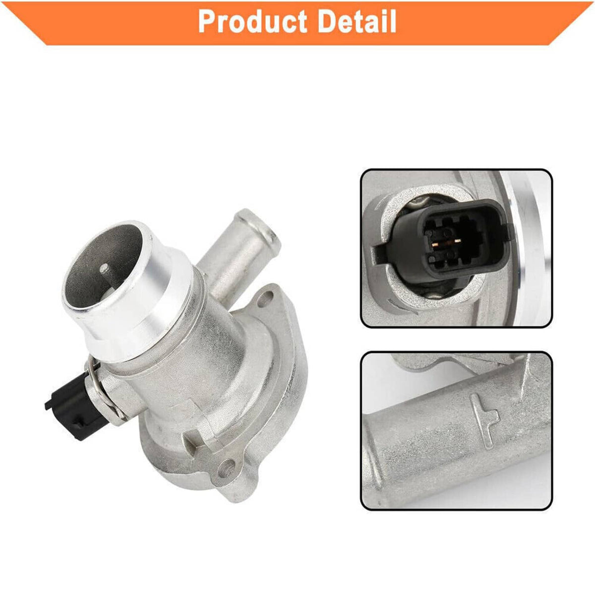 Thermostat housing assembly with outlet flange and electrical connector details