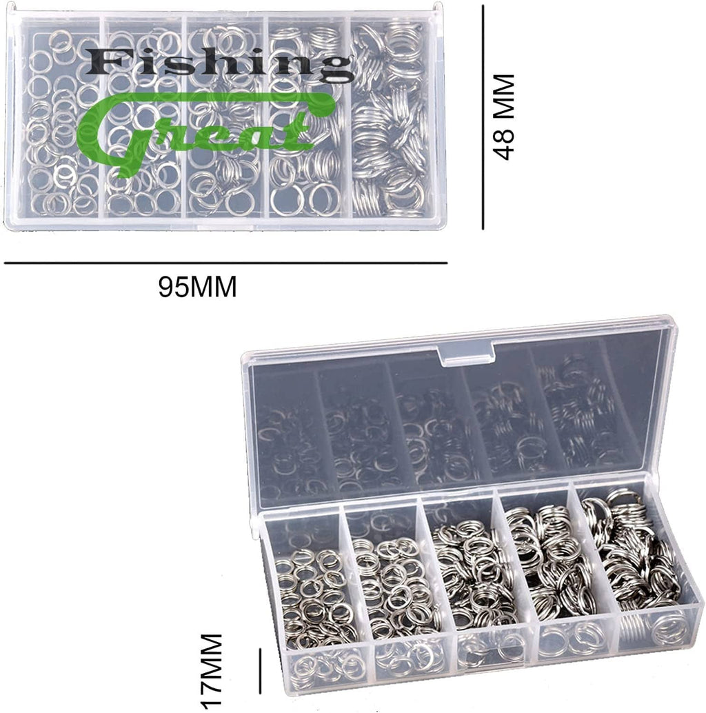 Fishin g-style clear case of stainless steel split rings with 48mm marking