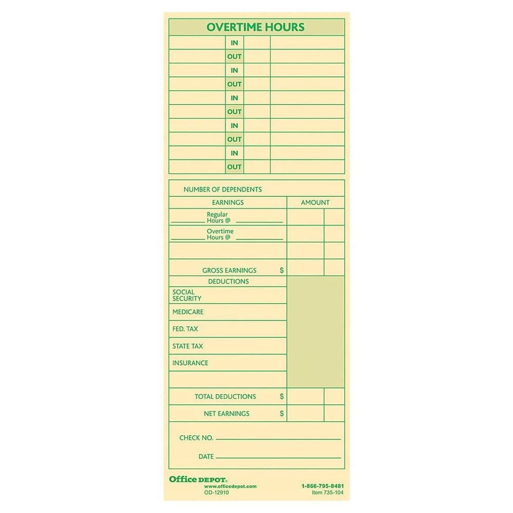 Manila time card form with Overtime Hours table and number of dependents section