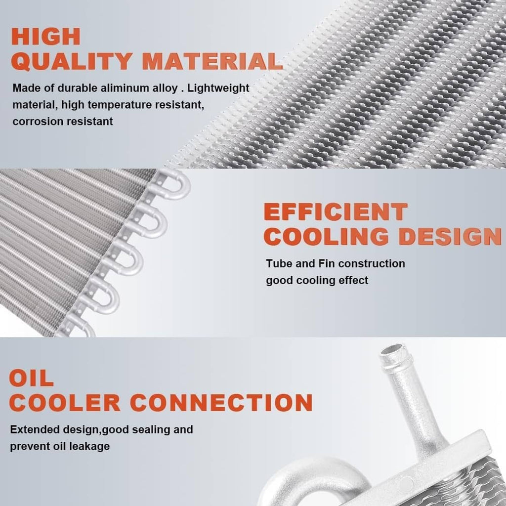 Aluminum oil cooler radiator with dense tube fins and mounting connection ports