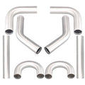 Silver aluminum turbo intercooler elbow pipe kit, 8-piece set with U-bends