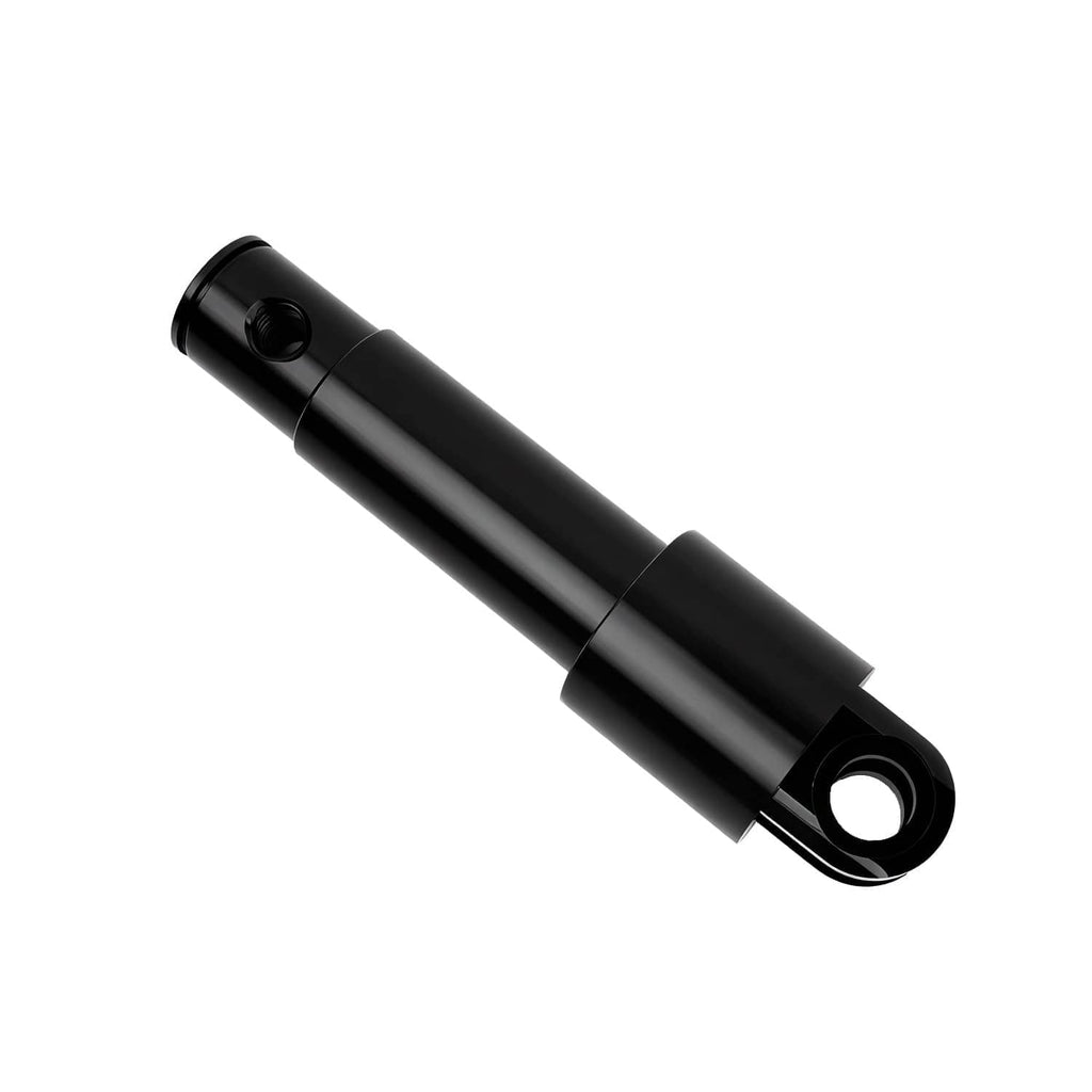 Black forward control lever arm with circular pivot hole for mounting