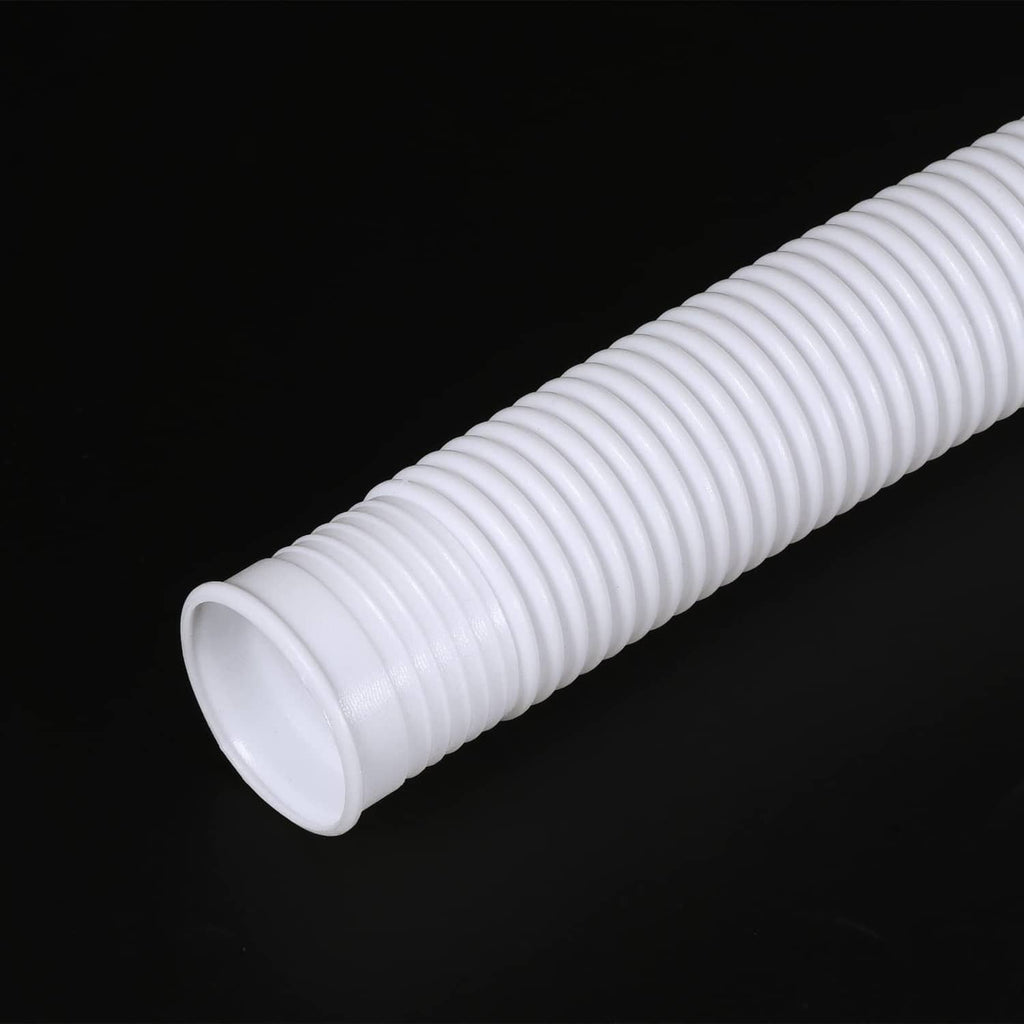 White ribbed drain hose with flared inlet end