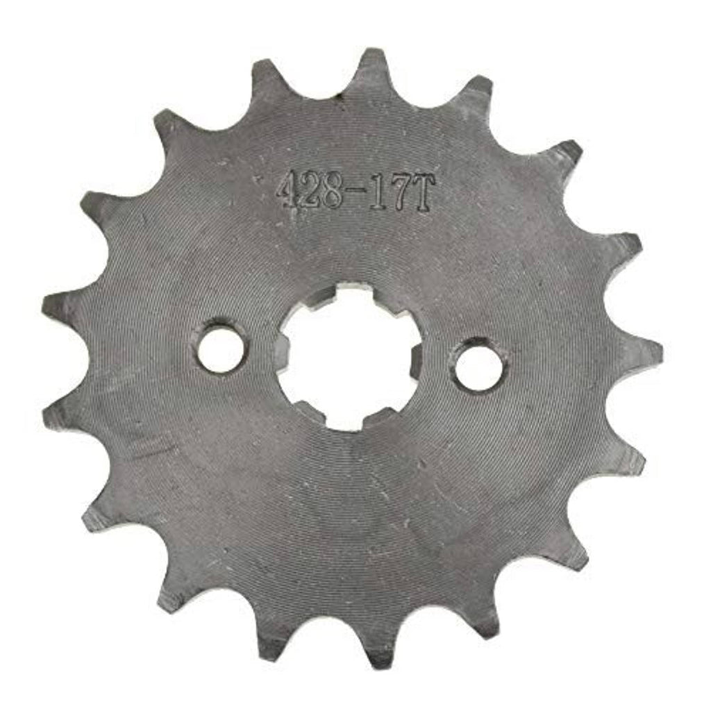 428-17T motorcycle front engine sprocket, metal gray with mounting holes