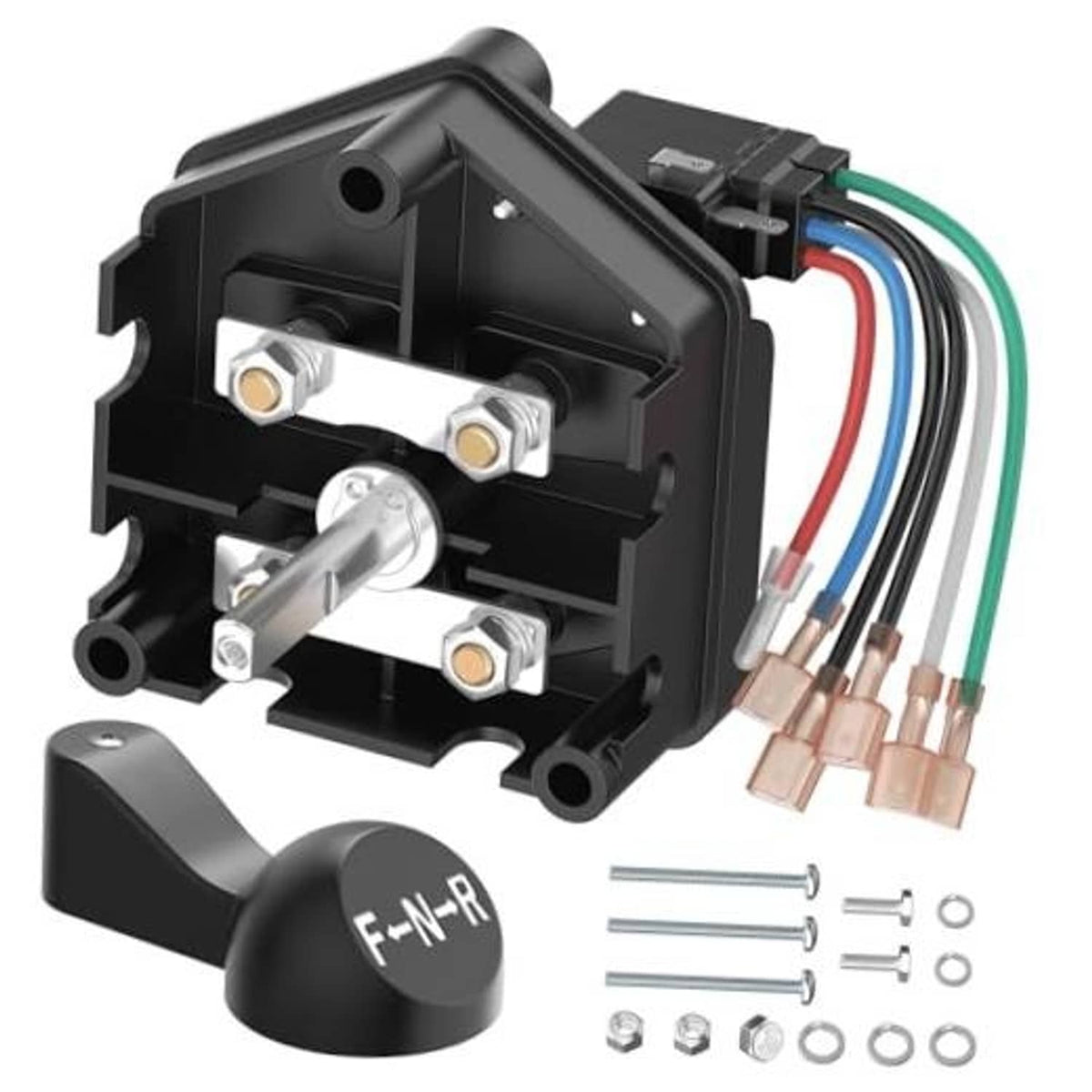 Black forward-neutral-reverse switch assembly with wiring harness and copper terminals