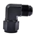 90-degree 10AN flare swivel fitting adapter, black aluminium, female-to-male elbow