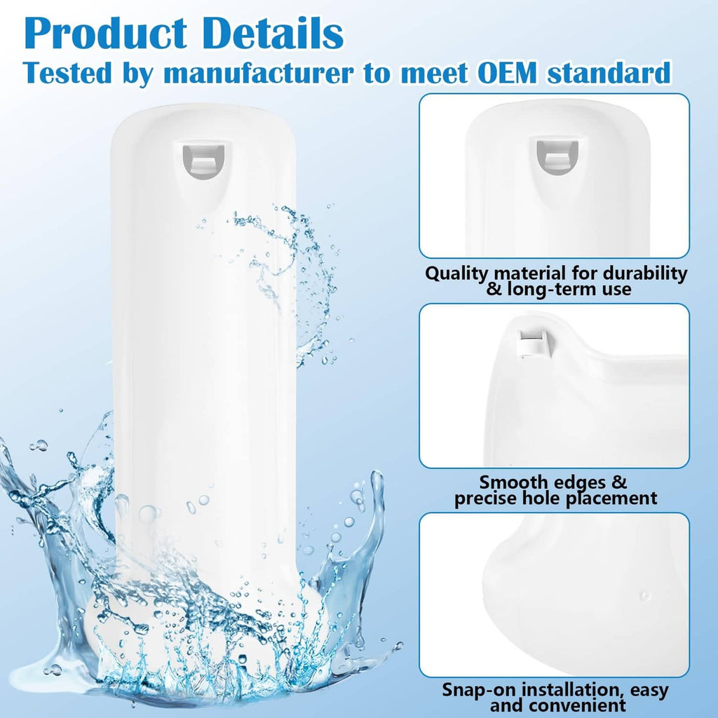 White plastic water filter lid with center opening and smooth edges