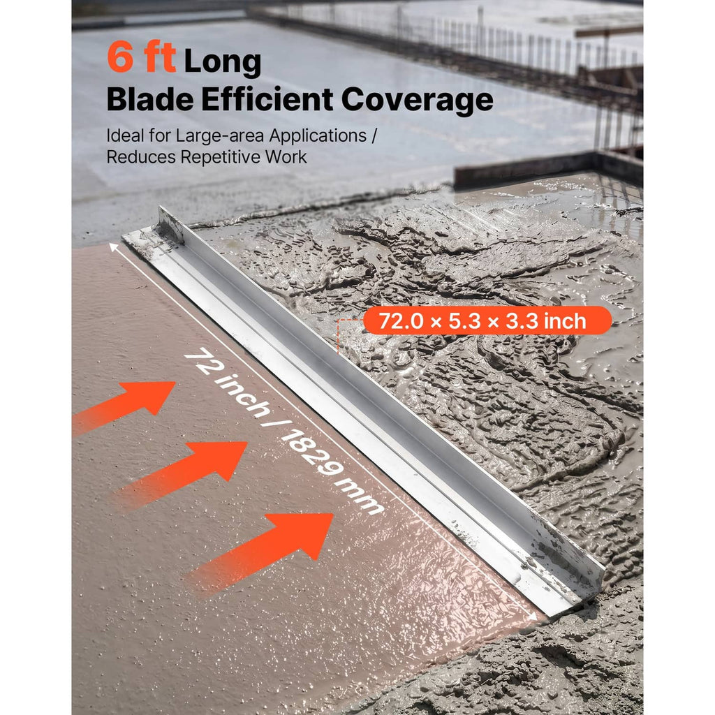 Aluminum concrete screed blade with long straight edge for leveling