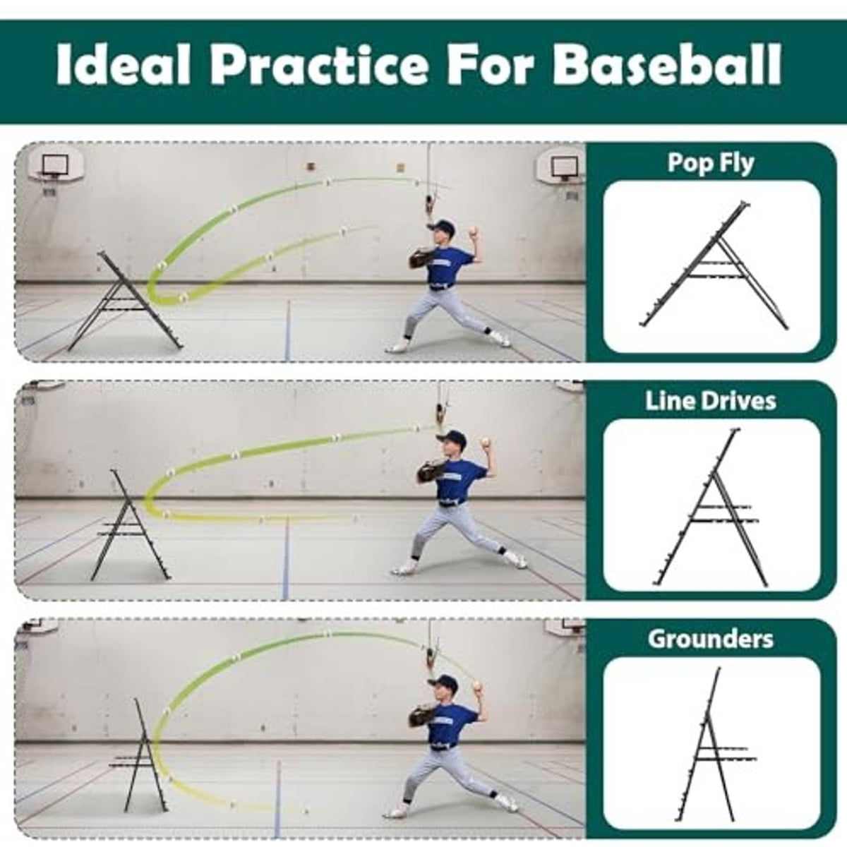 Rebounder net set up with black frame and white grid mesh for ball drills