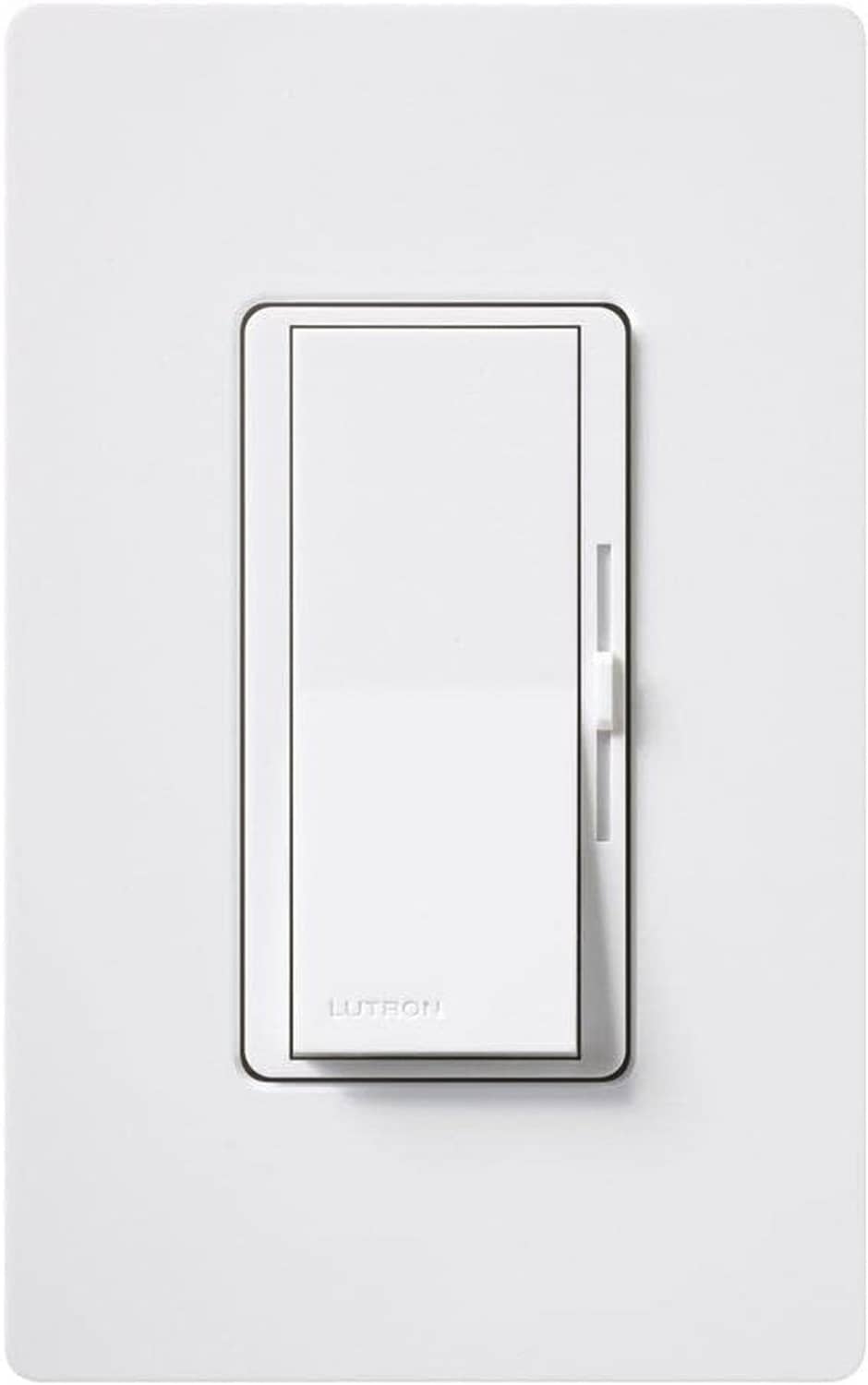 White rectangular fan speed control wall switch, slim slider on the side