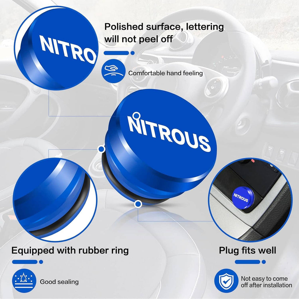 Metal cigarette lighter cover set with rubber ring, including blue NITROUS and red/black caps.