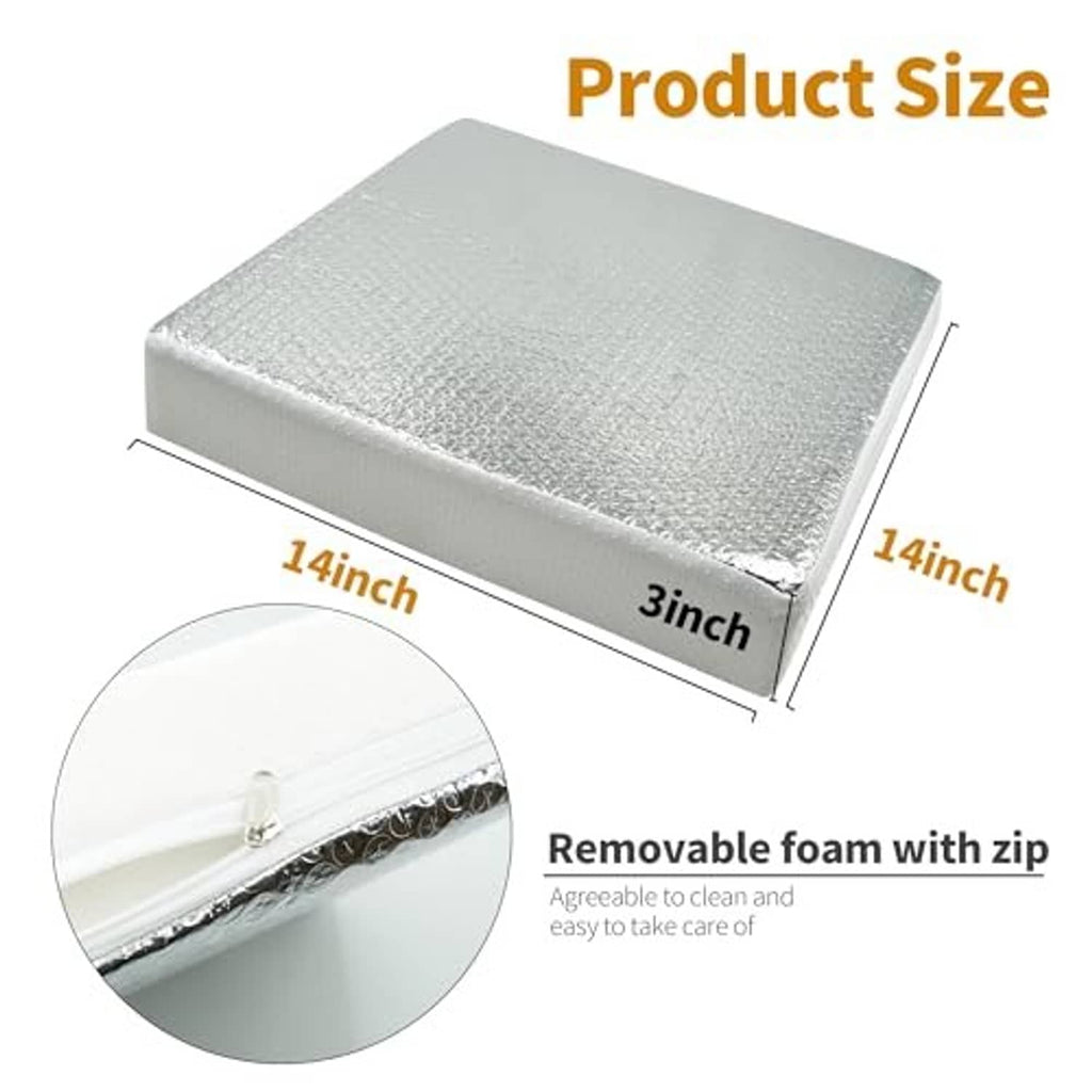 RV vent insulator pad with removable zippered foam insert and corner view