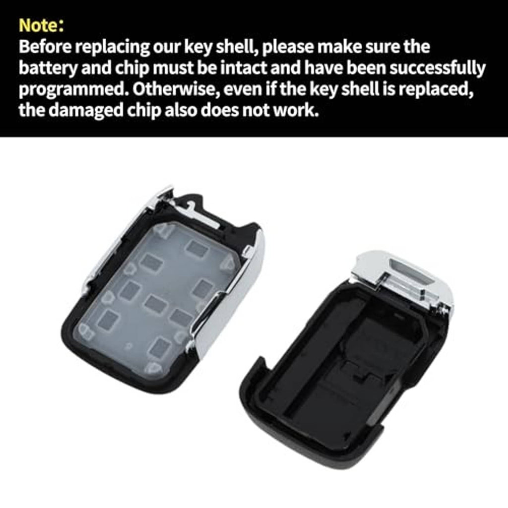 Key fob shell case with interior backing visible; black outer housing and gray pads