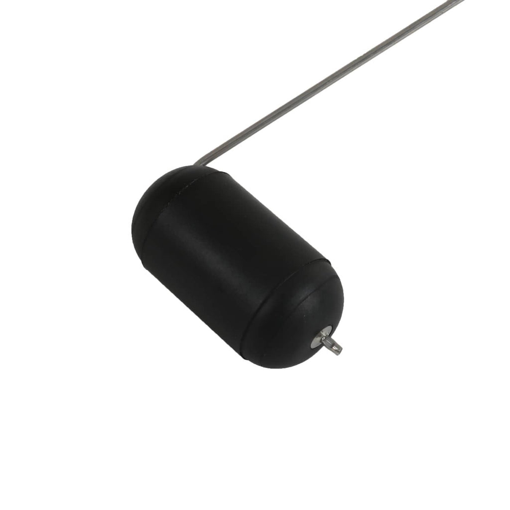 Black cylindrical fuel level float with metal rod for fuel pump assembly