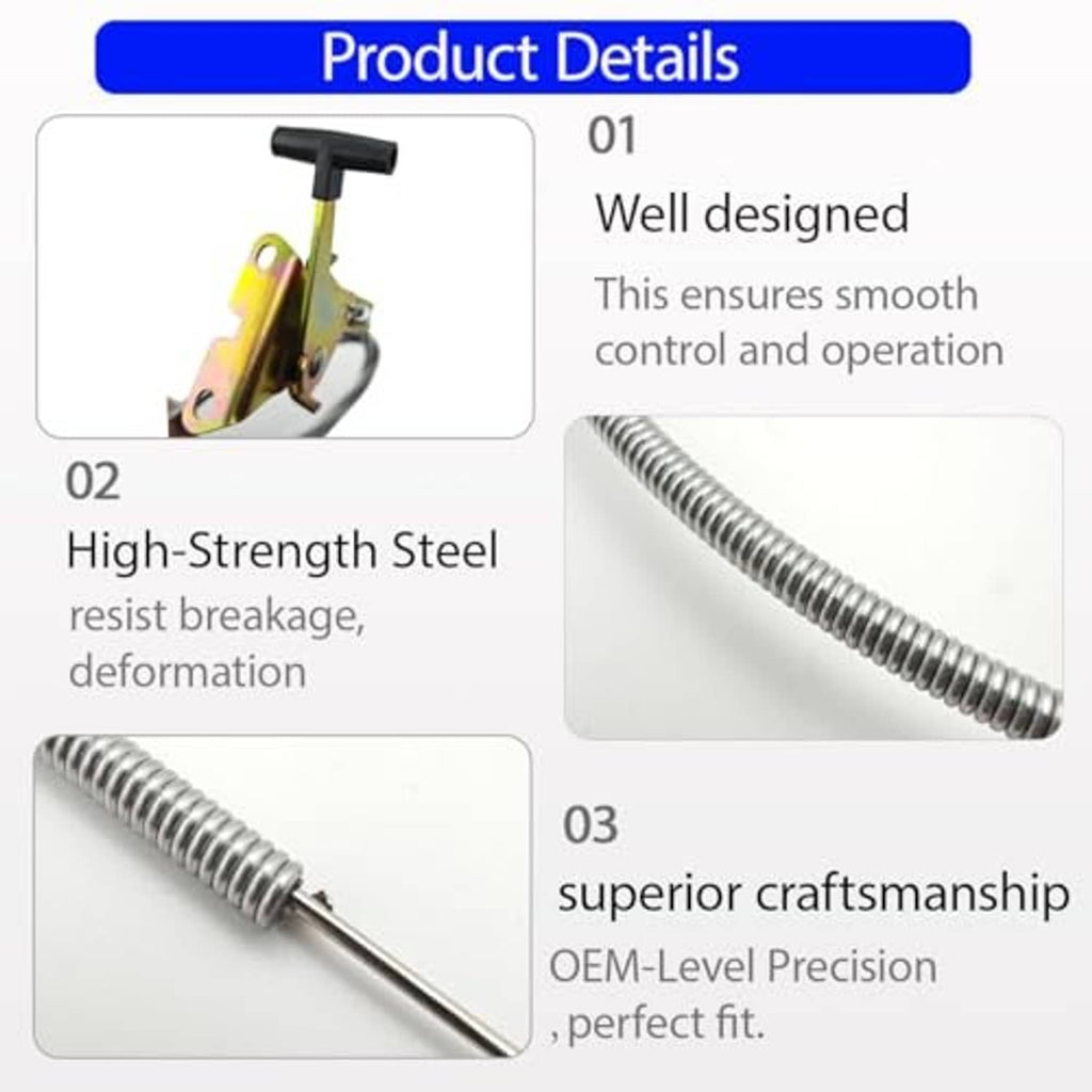 Throttle cable replacement showing coiled steel spring and metal fittings