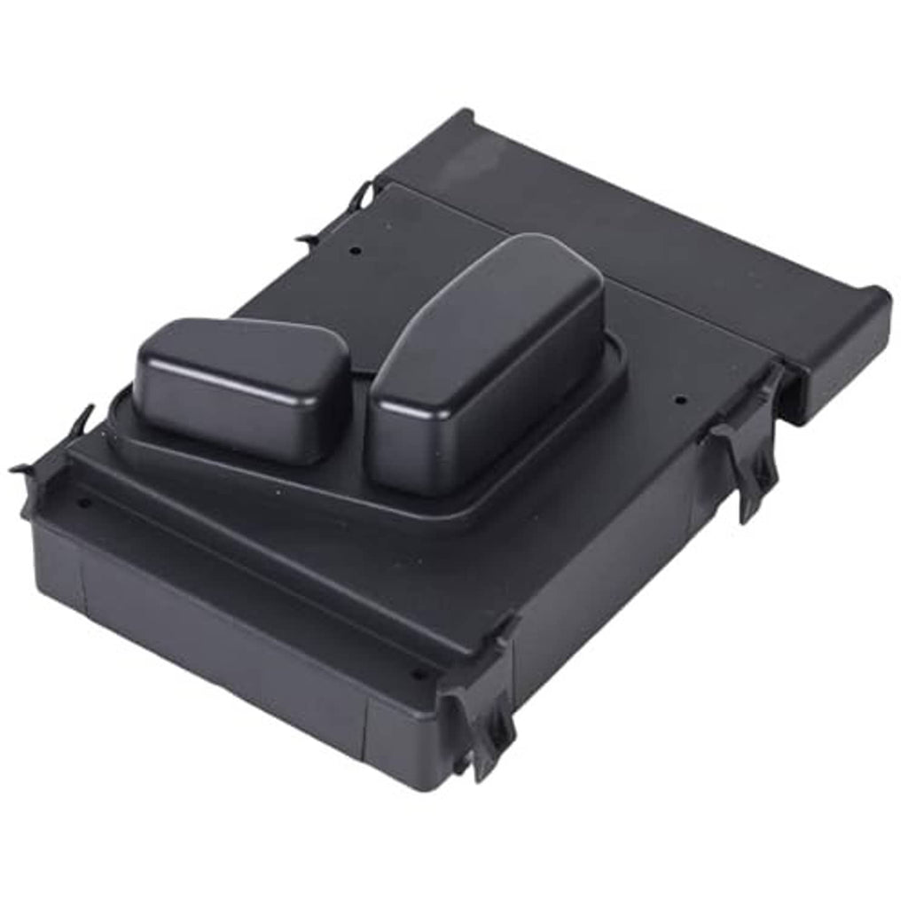 Black power seat switch module with dual buttons and side mounting clips