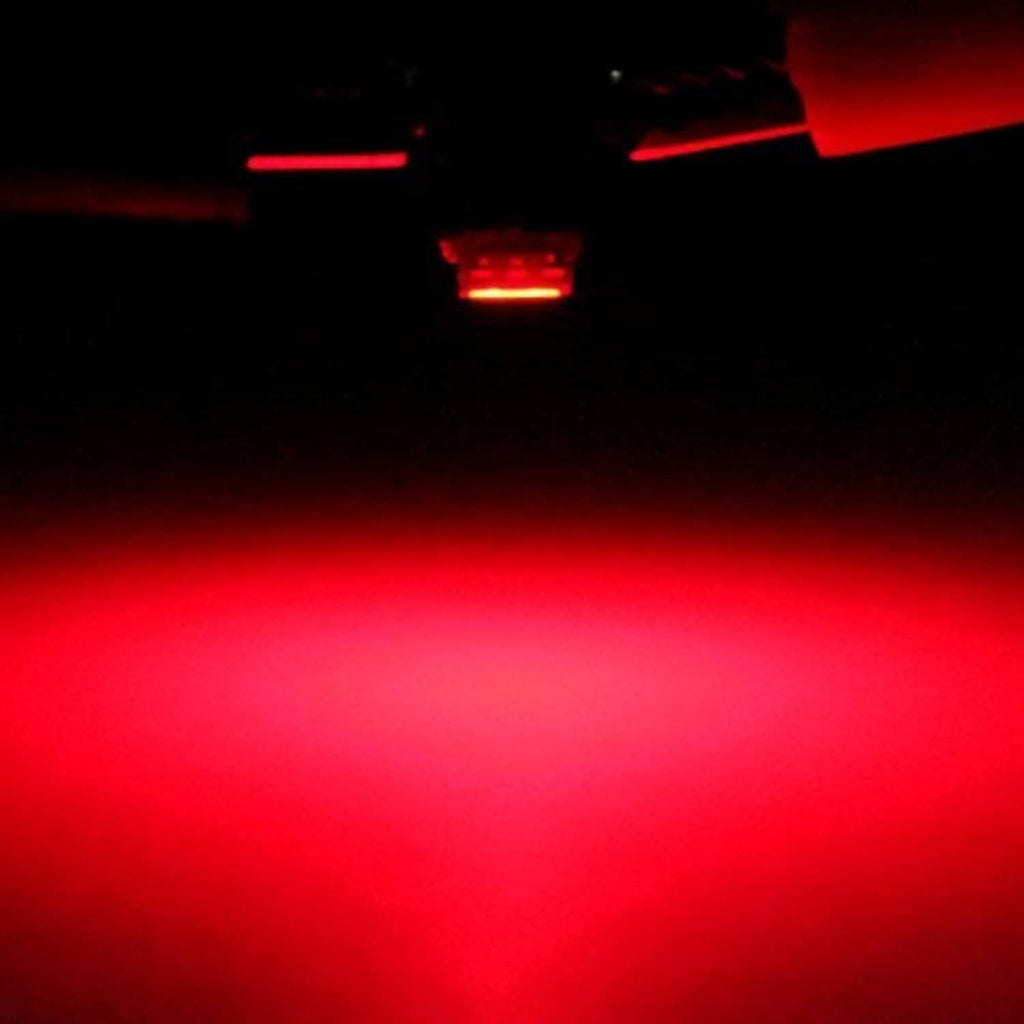 Red illuminated T4.7 neo-wedge LED bulbs with bright red light beam