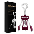 Purple wing corkscrew bottle opener with chrome handle and bottle opener lever