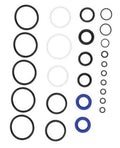 Tilt trim seal kit with assorted black and blue O-rings, gasket rings in a set