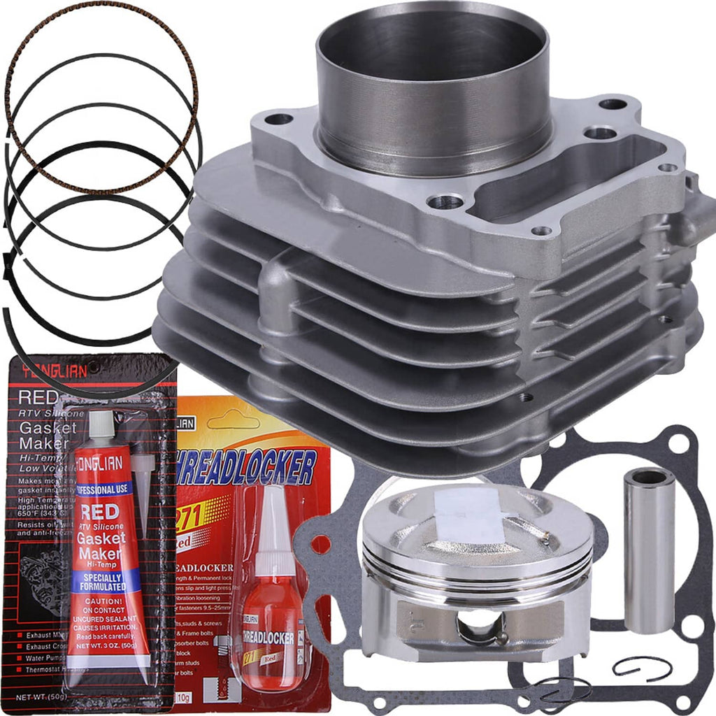 Motorcycle cylinder and piston rebuild kit with gasket set and piston ring set
