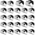 Silver stainless steel whistle with black lanyard, 24-pack set