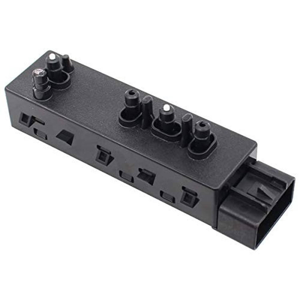 Power seat switch panel with black knobs, button cutouts, and front connector