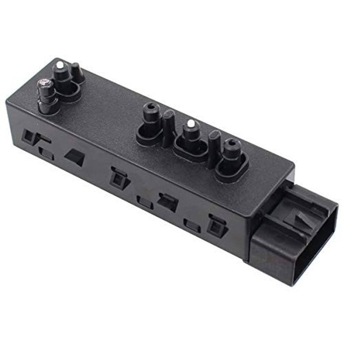 Power seat switch panel with black knobs, button cutouts, and front connector
