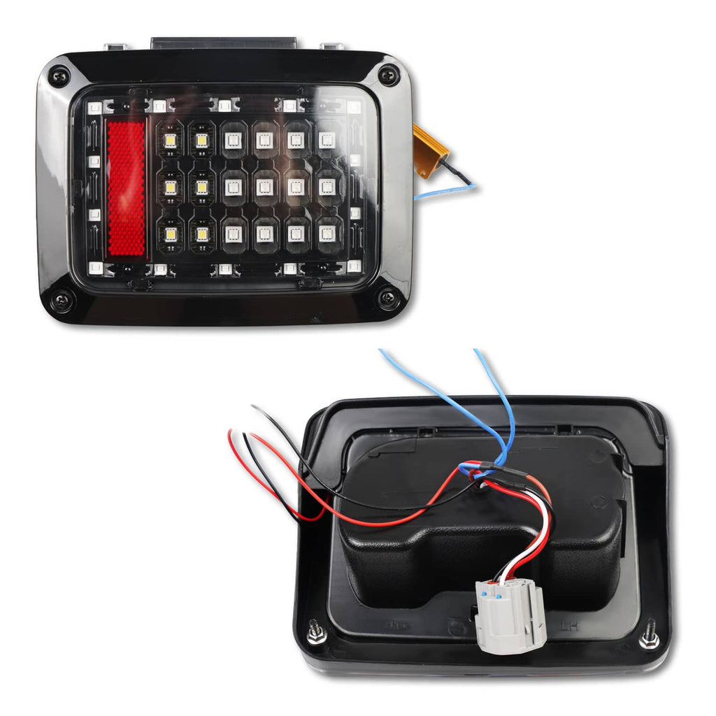 LED taillight circuit module with wiring and rear connector plug, close-up view