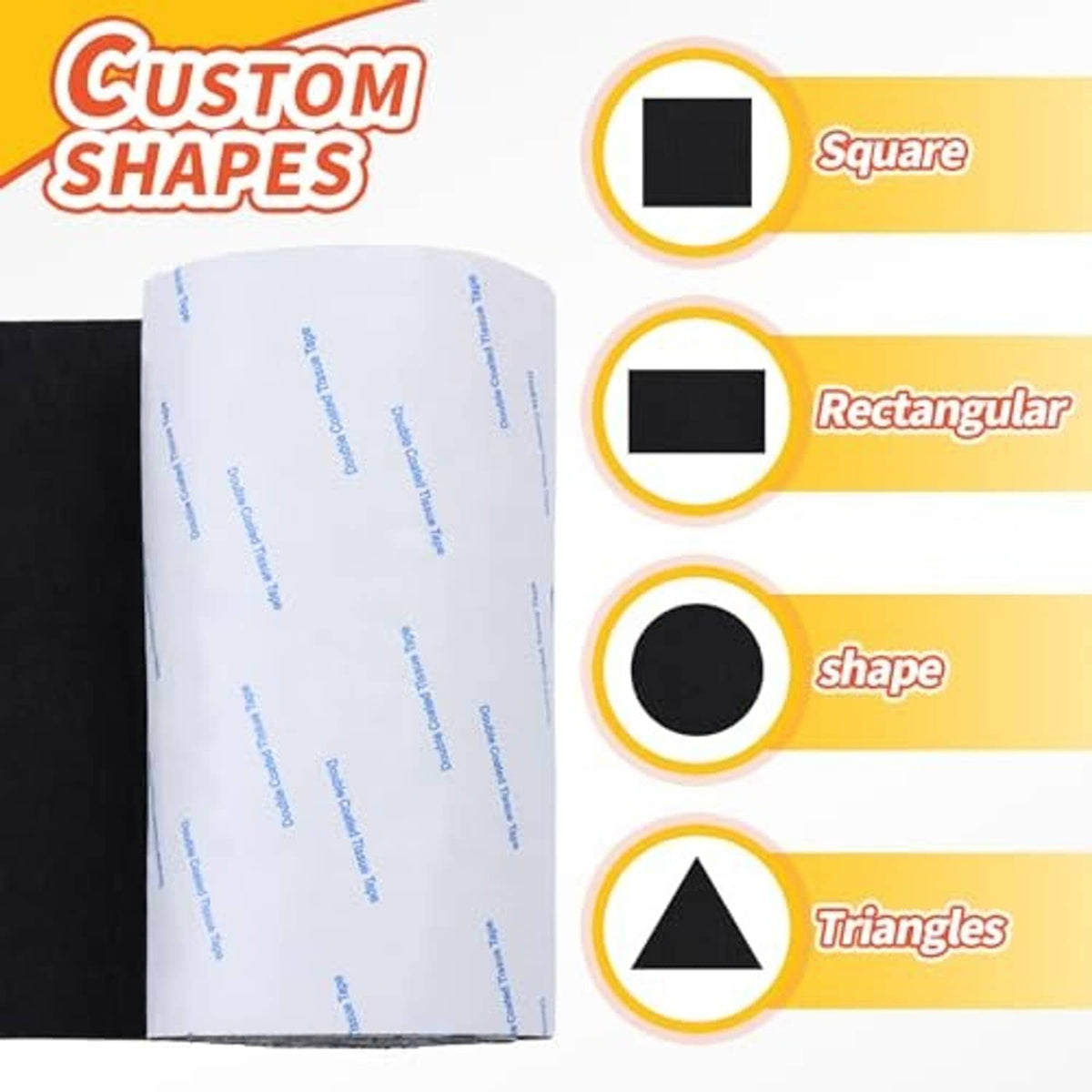 Black felt furniture pad roll partially shown with rounded edge