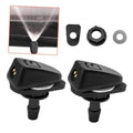 Car windshield washer nozzle kit, two black sprayer heads with mounting bases and caps