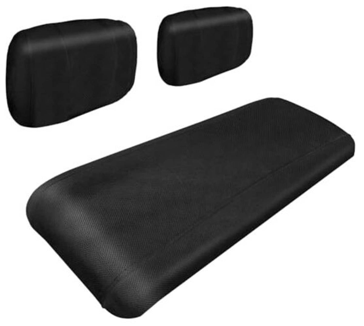 Black polyester mesh seat cover set with seat cushion and curved backrest.