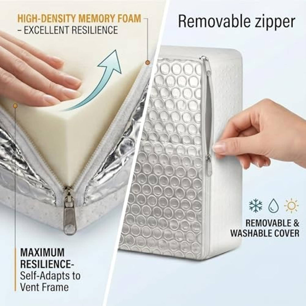 Zippered reflective bubble-foil RV vent insulator with removable washable cover