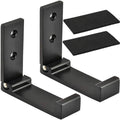 Pair of black folding wall hooks with two mounting holes and double arm rests