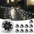 SOLPEX mini solar ground lights, 10-pack, round stainless caps, cool white glow