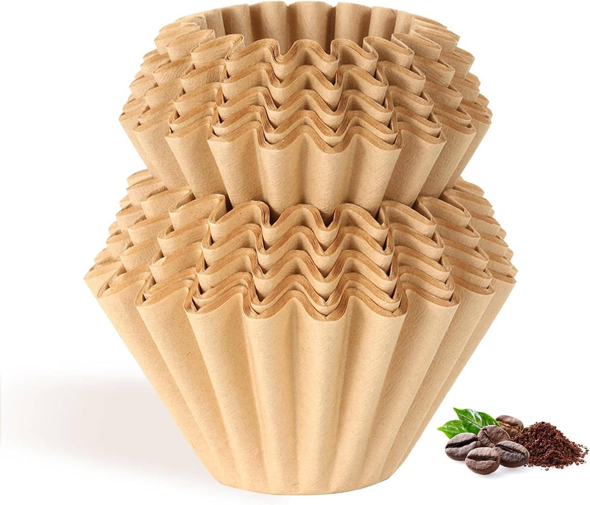 Natural unbleached coffee filter basket, neatly pleated paper cup