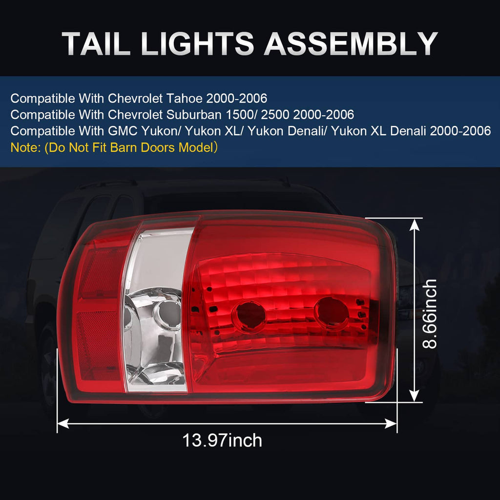 Red and clear tail light assembly with chrome reflector, rectangular lens size