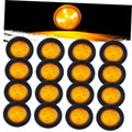 Set of 16 amber round LED trailer side marker lights with black mounting rings